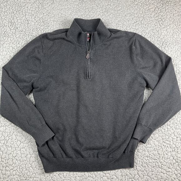 Bolle Lined 1/4 Zip Knit Golf Sweater Mens Medium Gray Warm Layers - Picture 1 of 8